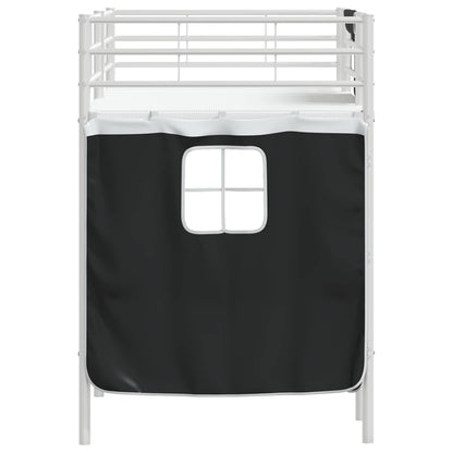 vidaXL Kids'Loft Bed Frame with Curtains White and Black 100 x 190 cm