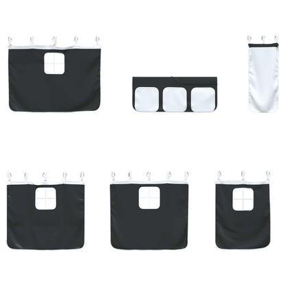 vidaXL Kids'Loft Bed Frame with Curtains White and Black 100 x 200 cm