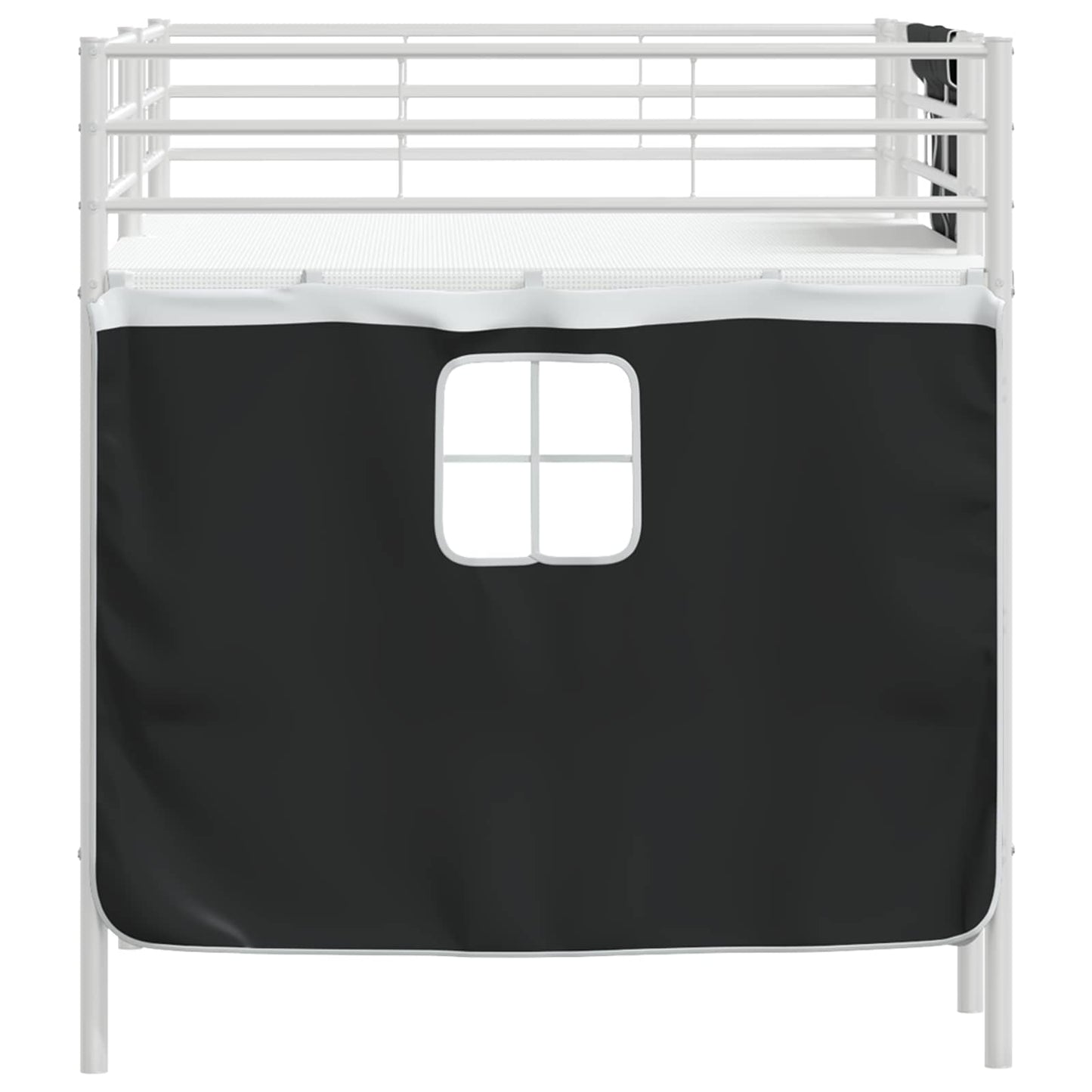 vidaXL Kids'Loft Bed Frame with Curtains White and Black 100 x 200 cm