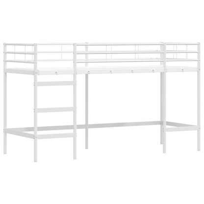 vidaXL Kids'Loft Bed Frame with Curtains White and Blue 75 x 190 cm