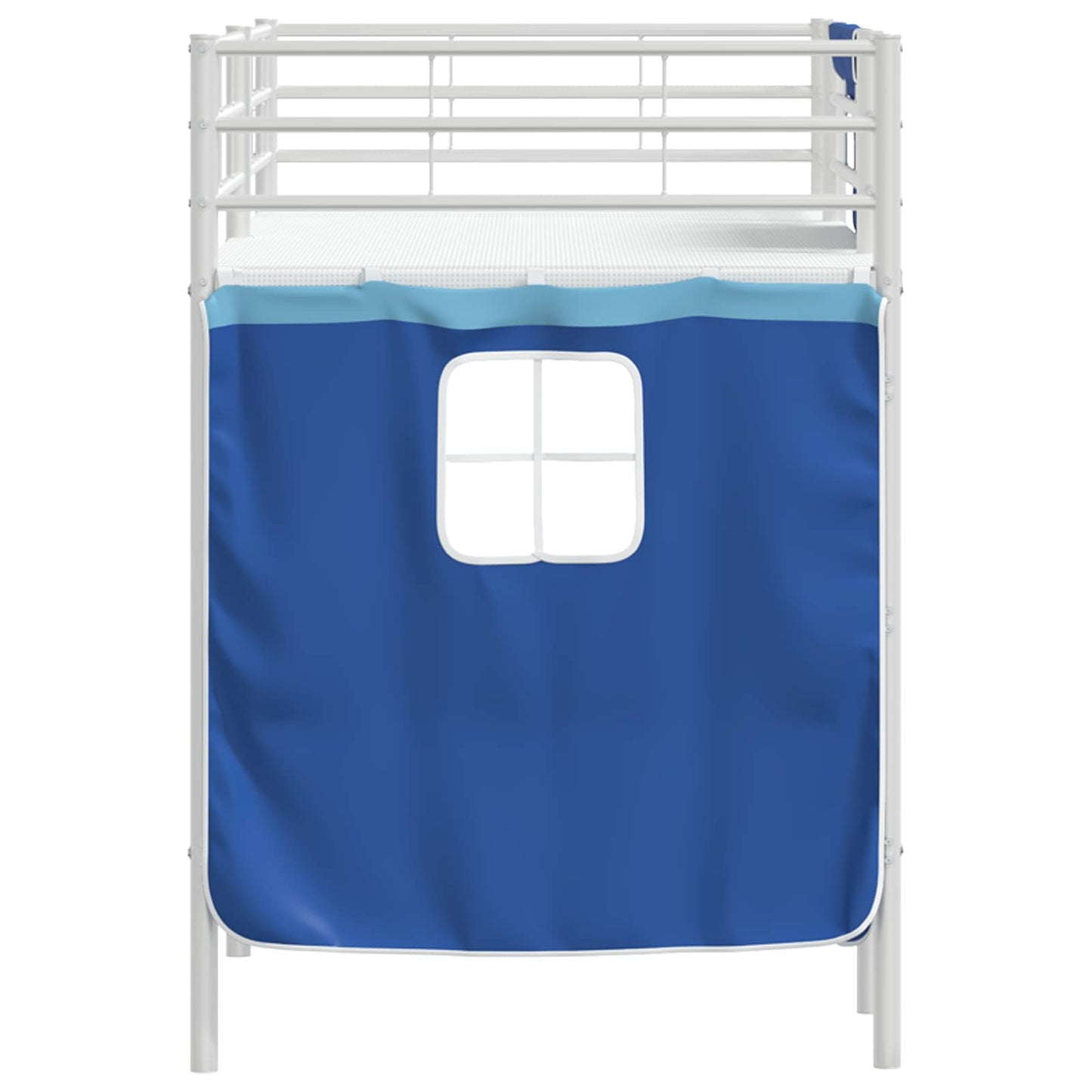 vidaXL Kids'Loft Bed Frame with Curtains White and Blue 75 x 190 cm