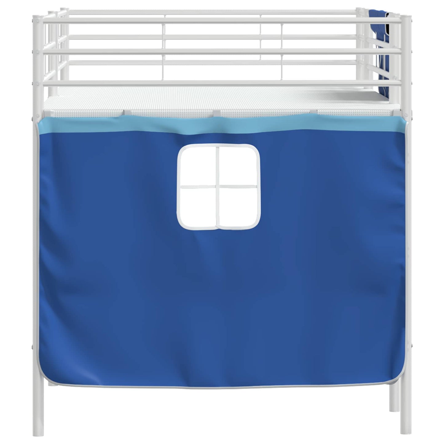 vidaXL Kids'Loft Bed Frame with Curtains White and Blue 90 x 200 cm