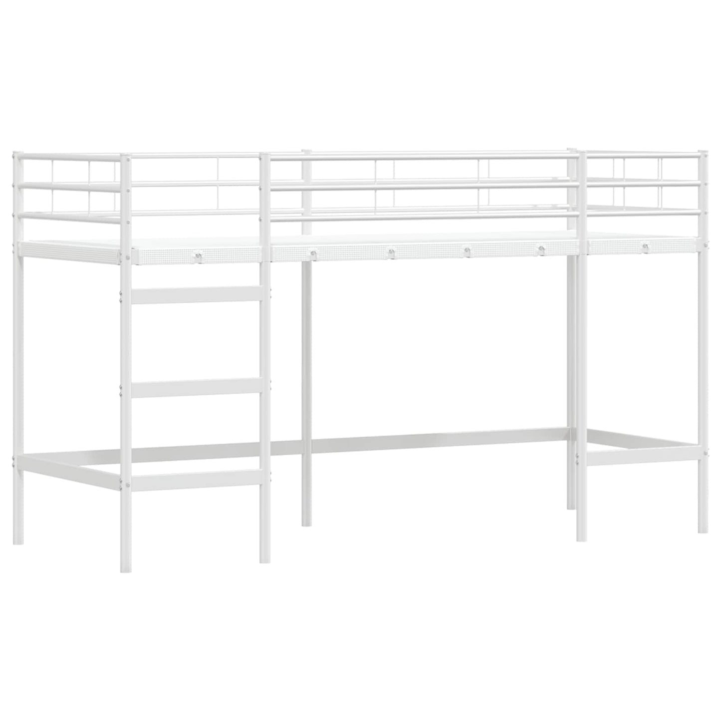 vidaXL Kids'Loft Bed Frame with Curtains White and Pink 75 x 190 cm