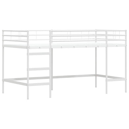 vidaXL Kids'Loft Bed Frame with Curtains White and Pink 107 x 200 cm