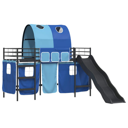 vidaXL Kids'Loft Bed Frame Black and Blue 75 x 190 cm Metal