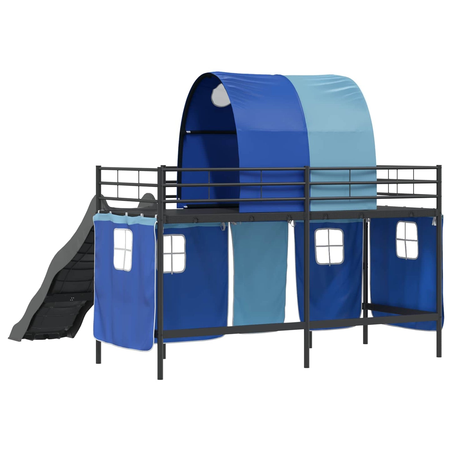 vidaXL Kids'Loft Bed Frame Black and Blue 75 x 190 cm Metal