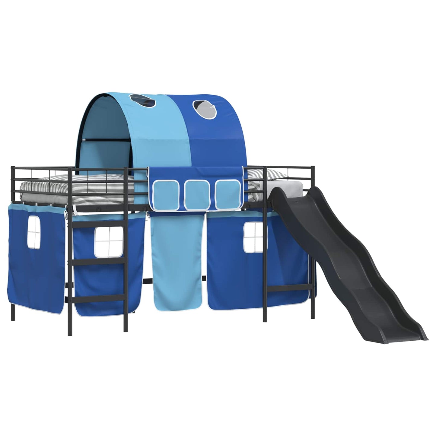 vidaXL Kids'Loft Bed Frame Black and Blue 80 x 200 cm Metal
