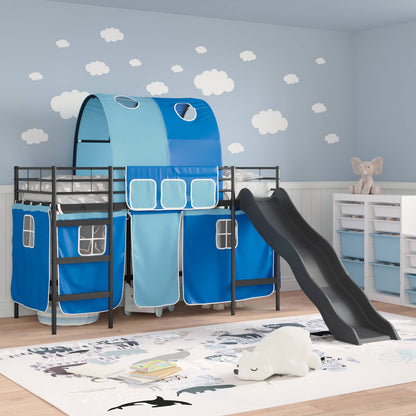 vidaXL Kids'Loft Bed Frame Black and Blue 90 x 190 cm Metal
