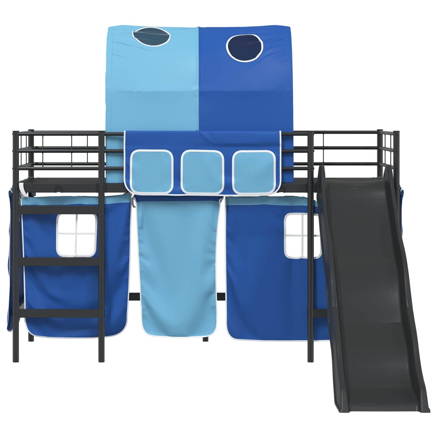 vidaXL Kids'Loft Bed Frame Black and Blue 90 x 190 cm Metal