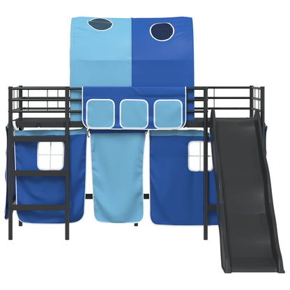 vidaXL Kids'Loft Bed Frame Black and Blue 90 x 190 cm Metal