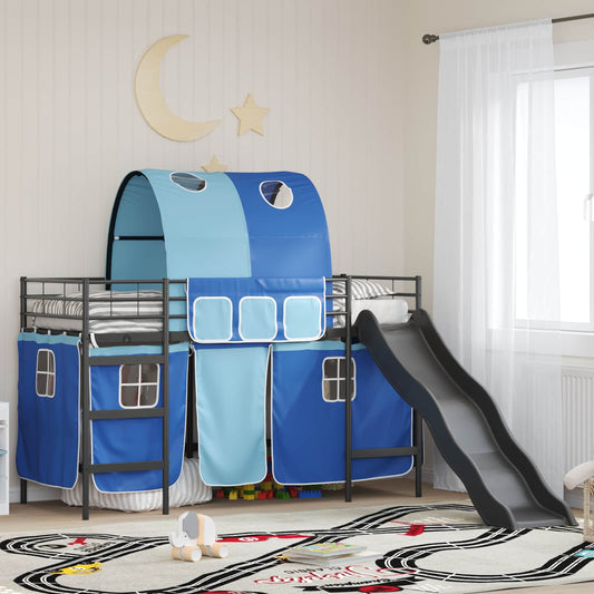 vidaXL Kids'Loft Bed Frame Black and Blue 100 x 190 cm Metal