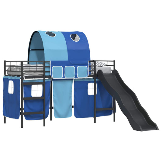 vidaXL Kids'Loft Bed Frame Black and Blue 100 x 190 cm Metal