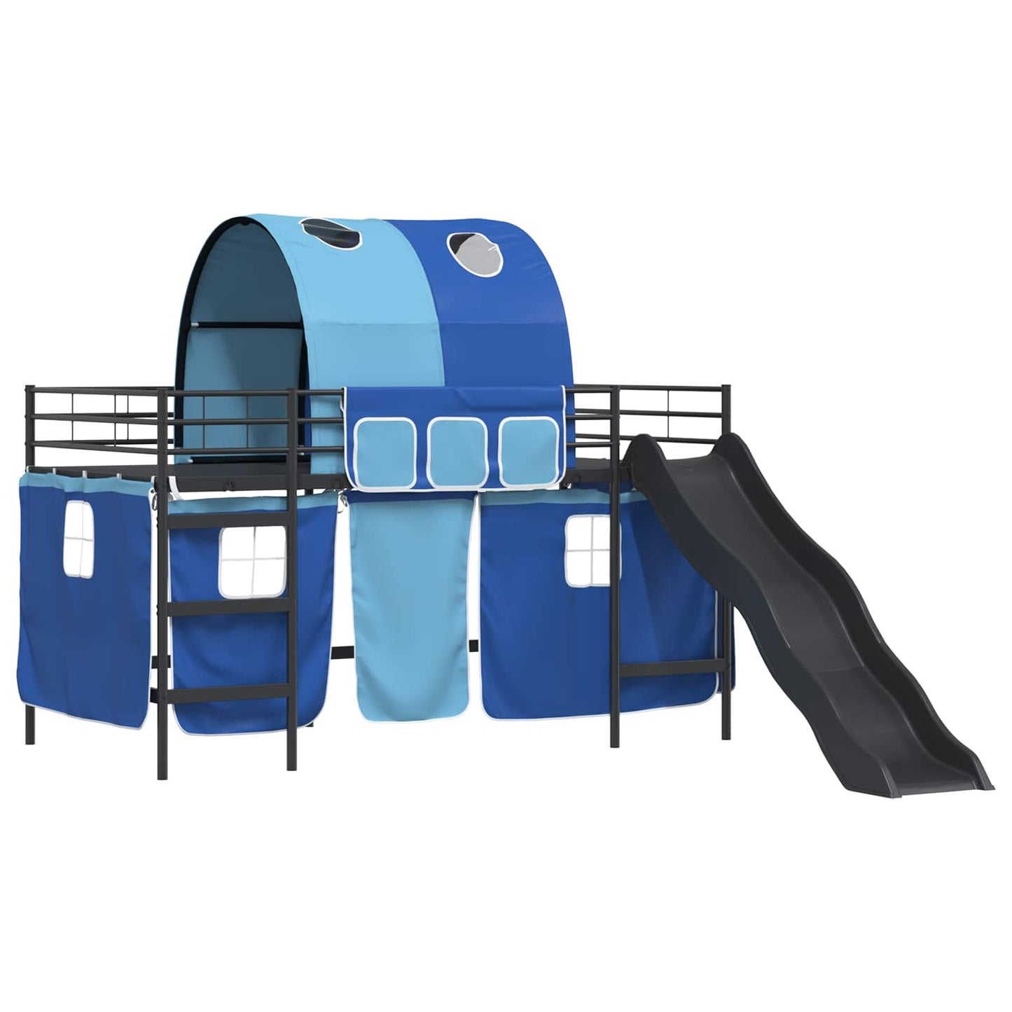 vidaXL Kids'Loft Bed Frame Black and Blue 107 x 200 cm Metal