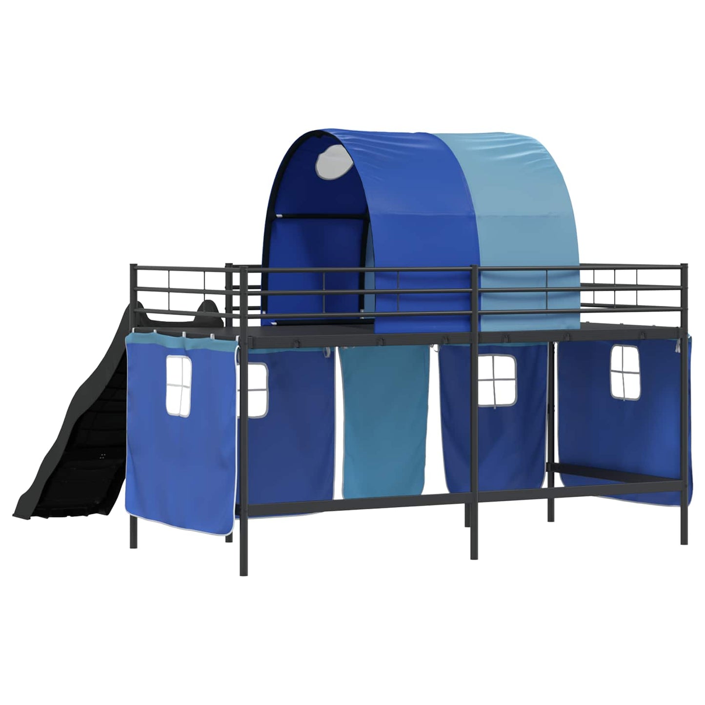 vidaXL Kids'Loft Bed Frame Black and Blue 107 x 200 cm Metal