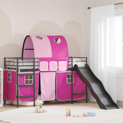 vidaXL Kids'Loft Bed Frame Black and Pink 75 x 190 cm Metal