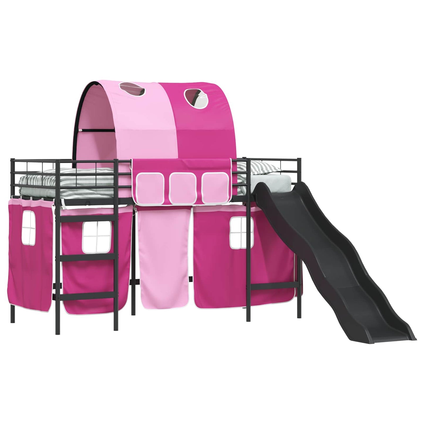 vidaXL Kids'Loft Bed Frame Black and Pink 75 x 190 cm Metal