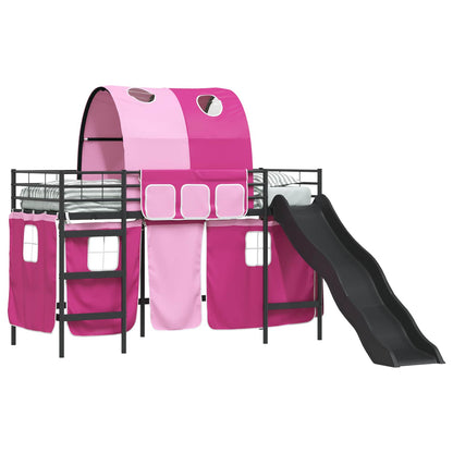 vidaXL Kids'Loft Bed Frame Black and Pink 75 x 190 cm Metal