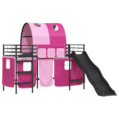 vidaXL Kids'Loft Bed Frame Black and Pink 75 x 190 cm Metal