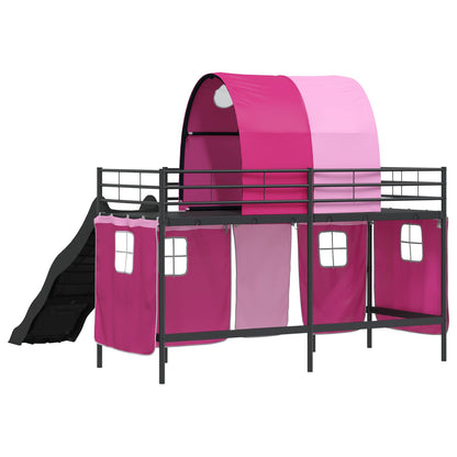 vidaXL Kids'Loft Bed Frame Black and Pink 75 x 190 cm Metal