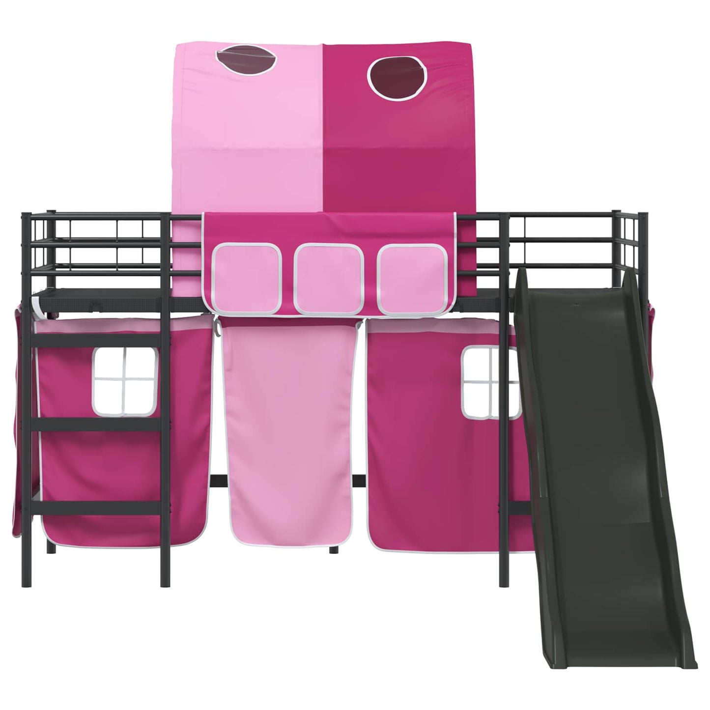 vidaXL Kids'Loft Bed Frame Black and Pink 75 x 190 cm Metal
