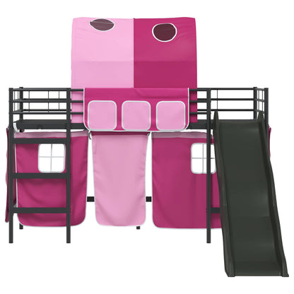 vidaXL Kids'Loft Bed Frame Black and Pink 75 x 190 cm Metal