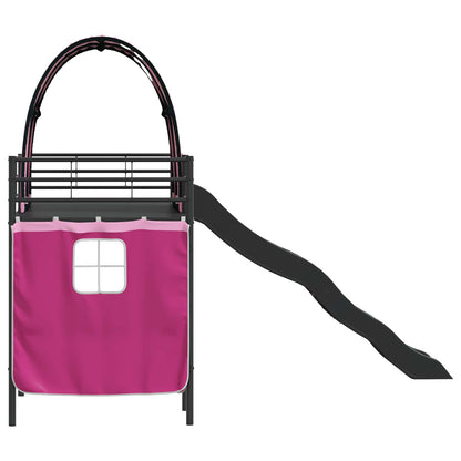 vidaXL Kids'Loft Bed Frame Black and Pink 75 x 190 cm Metal