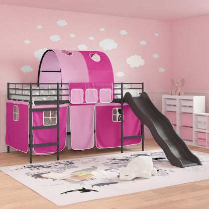 vidaXL Kids'Loft Bed Frame Black and Pink 80 x 200 cm Metal