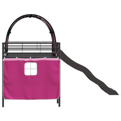 vidaXL Kids'Loft Bed Frame Black and Pink 80 x 200 cm Metal