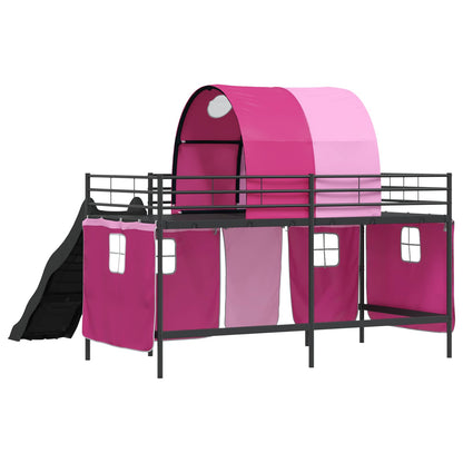 vidaXL Kids'Loft Bed Frame Black and Pink 100 x 200 cm Metal