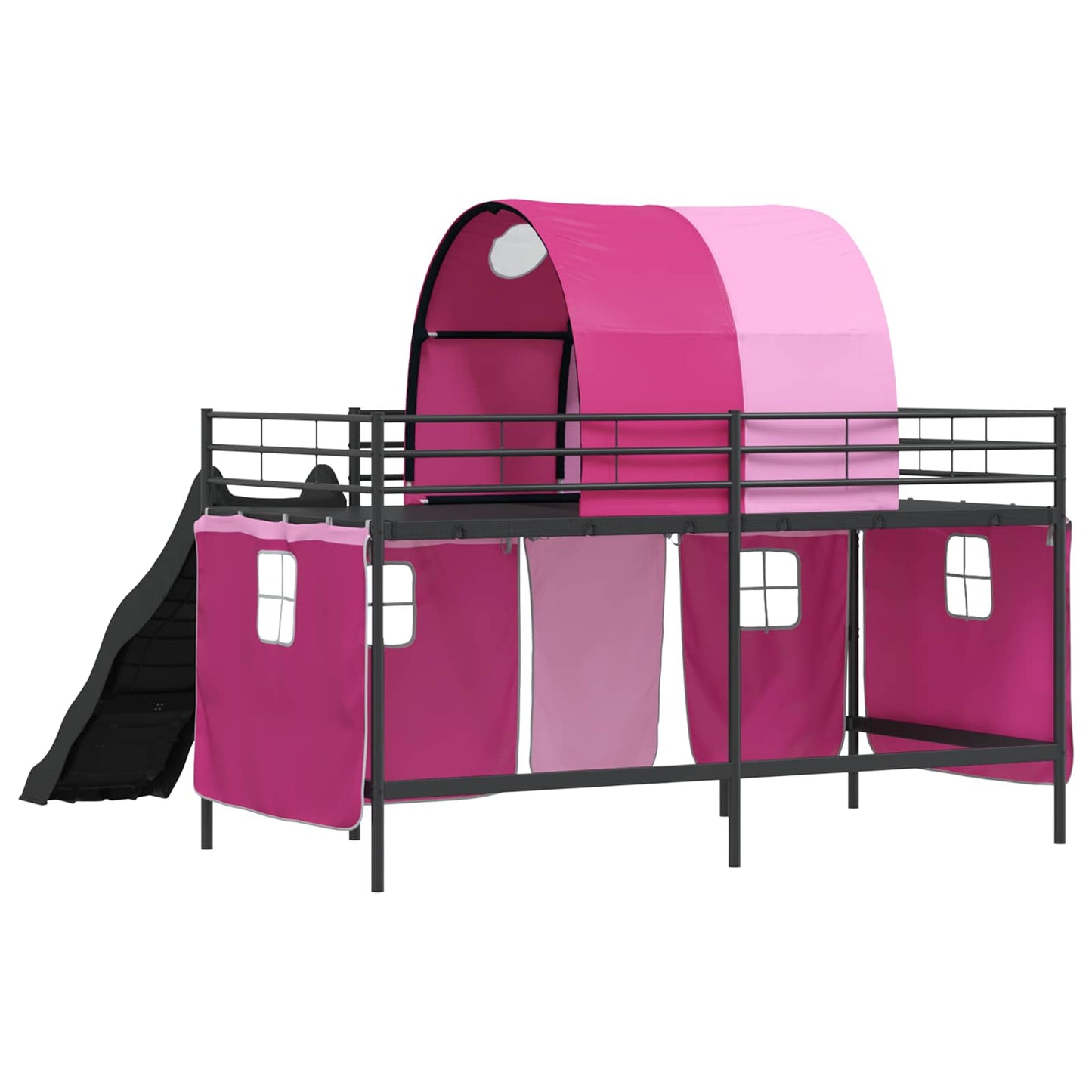 vidaXL Kids'Loft Bed Frame Plain Black and Pink 107 x 203 cm Metal