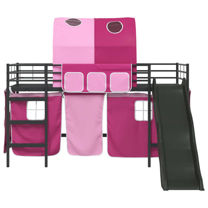 vidaXL Kids'Loft Bed Frame Plain Black and Pink 107 x 203 cm Metal