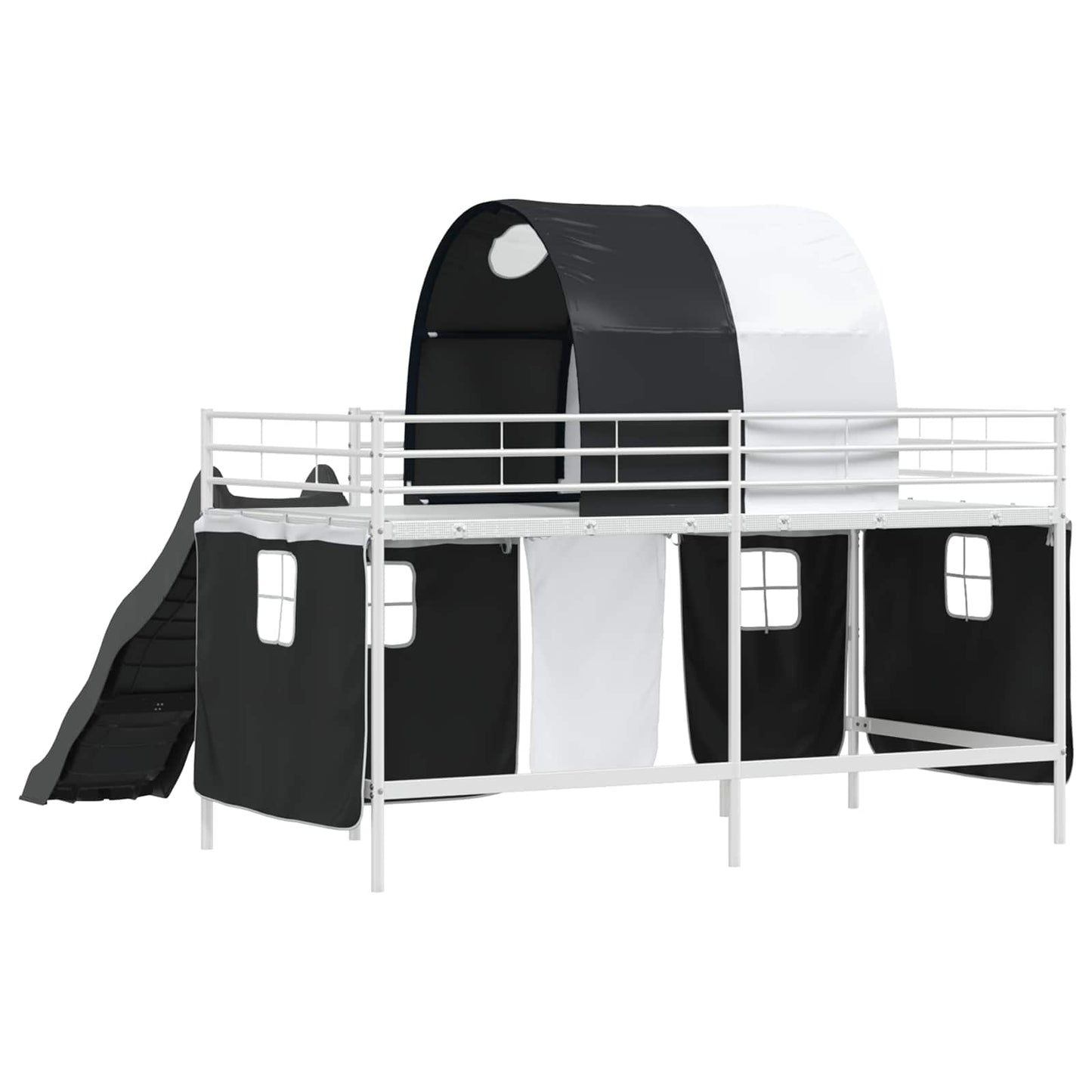 vidaXL Kids'Loft Bed Frame White and Black 90 x 200 cm Metal