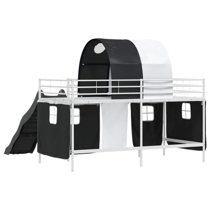 vidaXL Kids'Loft Bed Frame White and Black 90 x 200 cm Metal