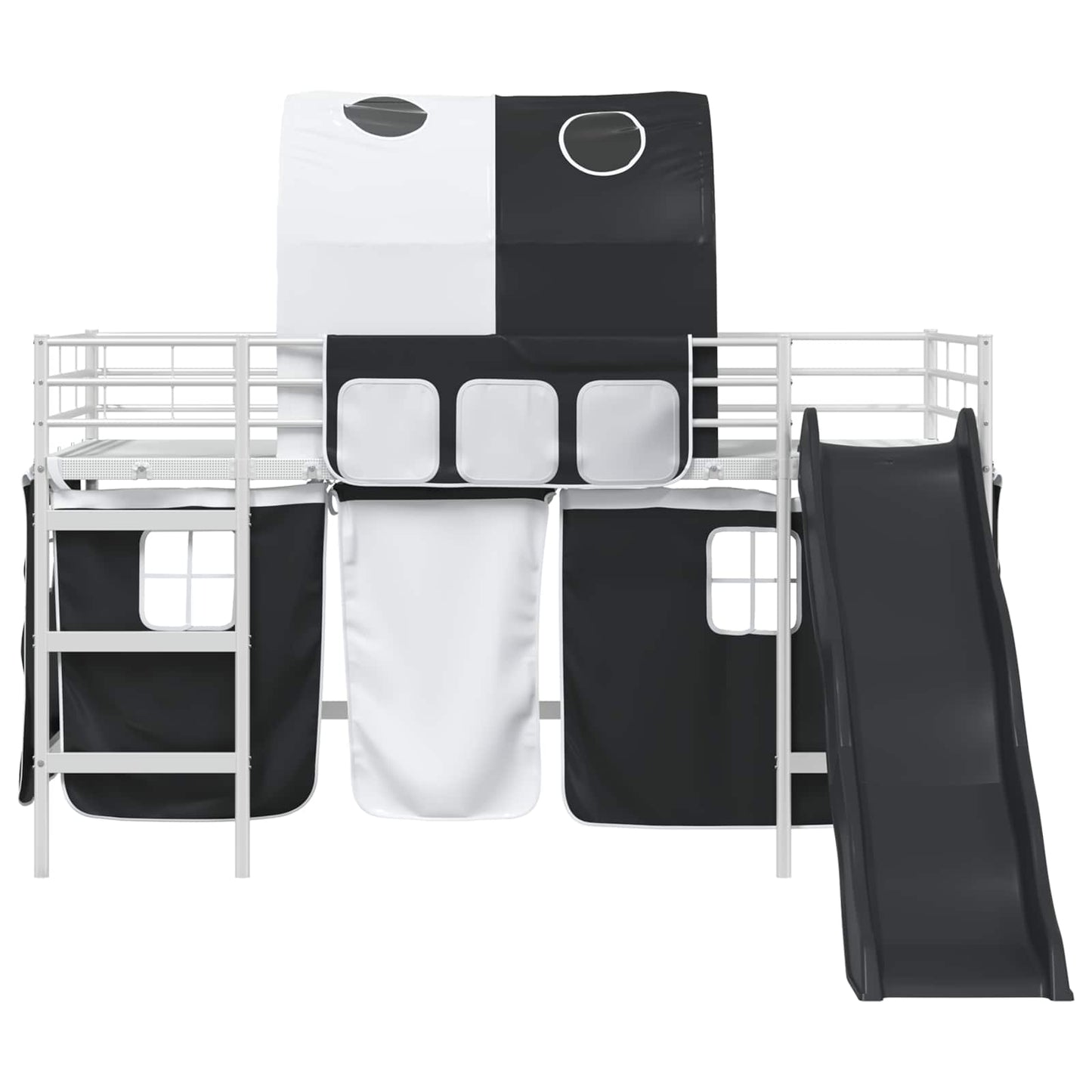 vidaXL Kids'Loft Bed Frame White and Black 90 x 200 cm Metal
