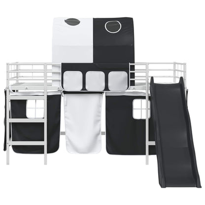 vidaXL Kids'Loft Bed Frame White and Black 90 x 200 cm Metal