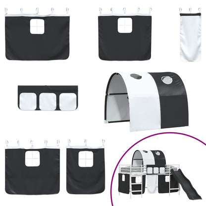 vidaXL Kids'Loft Bed Frame White and Black 90 x 200 cm Metal