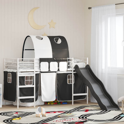 vidaXL Kids'Loft Bed Frame White and Black 100 x 190 cm Metal