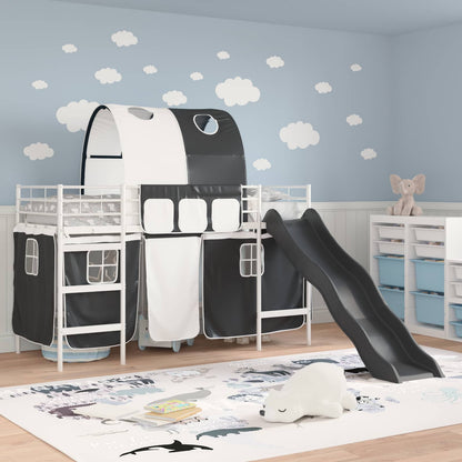 vidaXL Kids'Loft Bed Frame White and Black 100 x 190 cm Metal