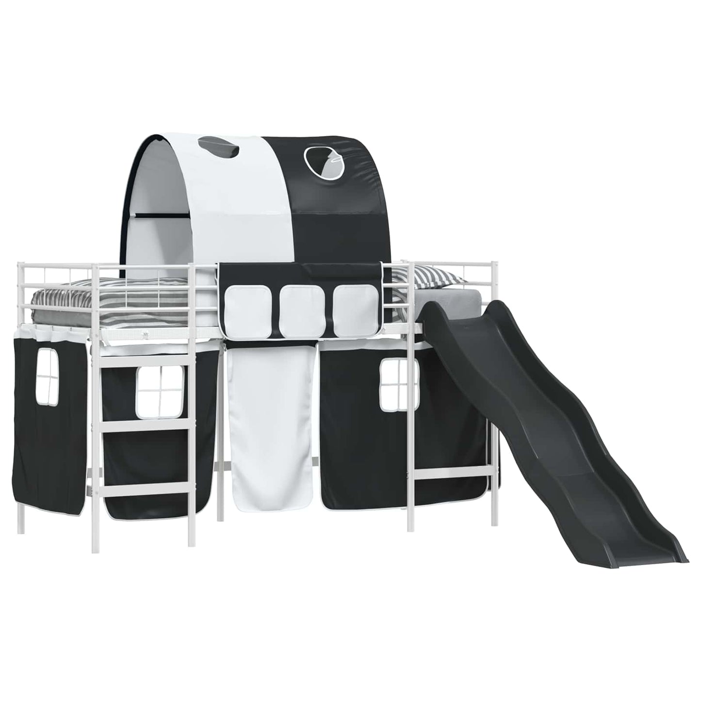 vidaXL Kids'Loft Bed Frame White and Black 100 x 190 cm Metal