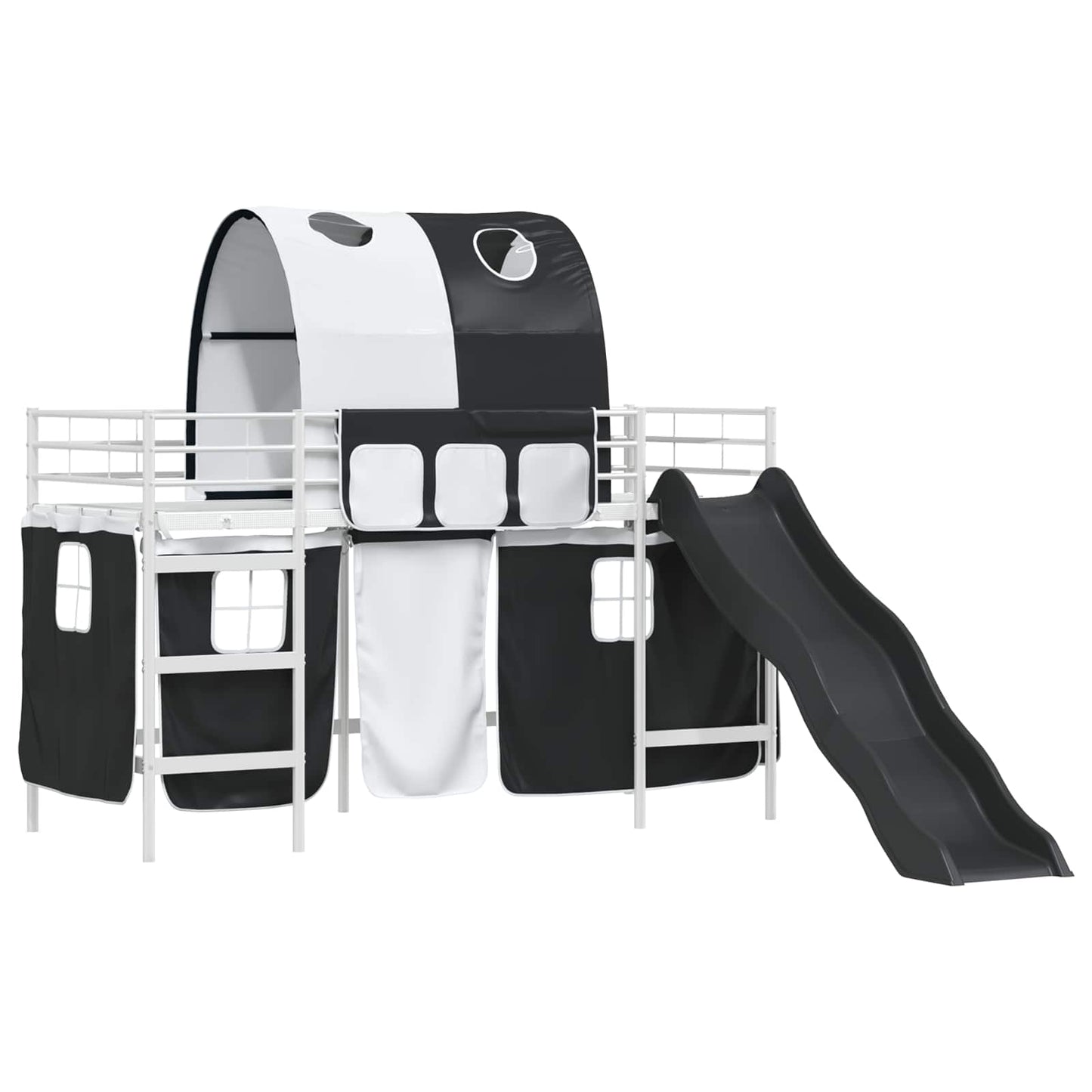 vidaXL Kids'Loft Bed Frame White and Black 100 x 190 cm Metal