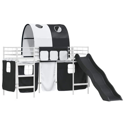 vidaXL Kids'Loft Bed Frame White and Black 100 x 190 cm Metal
