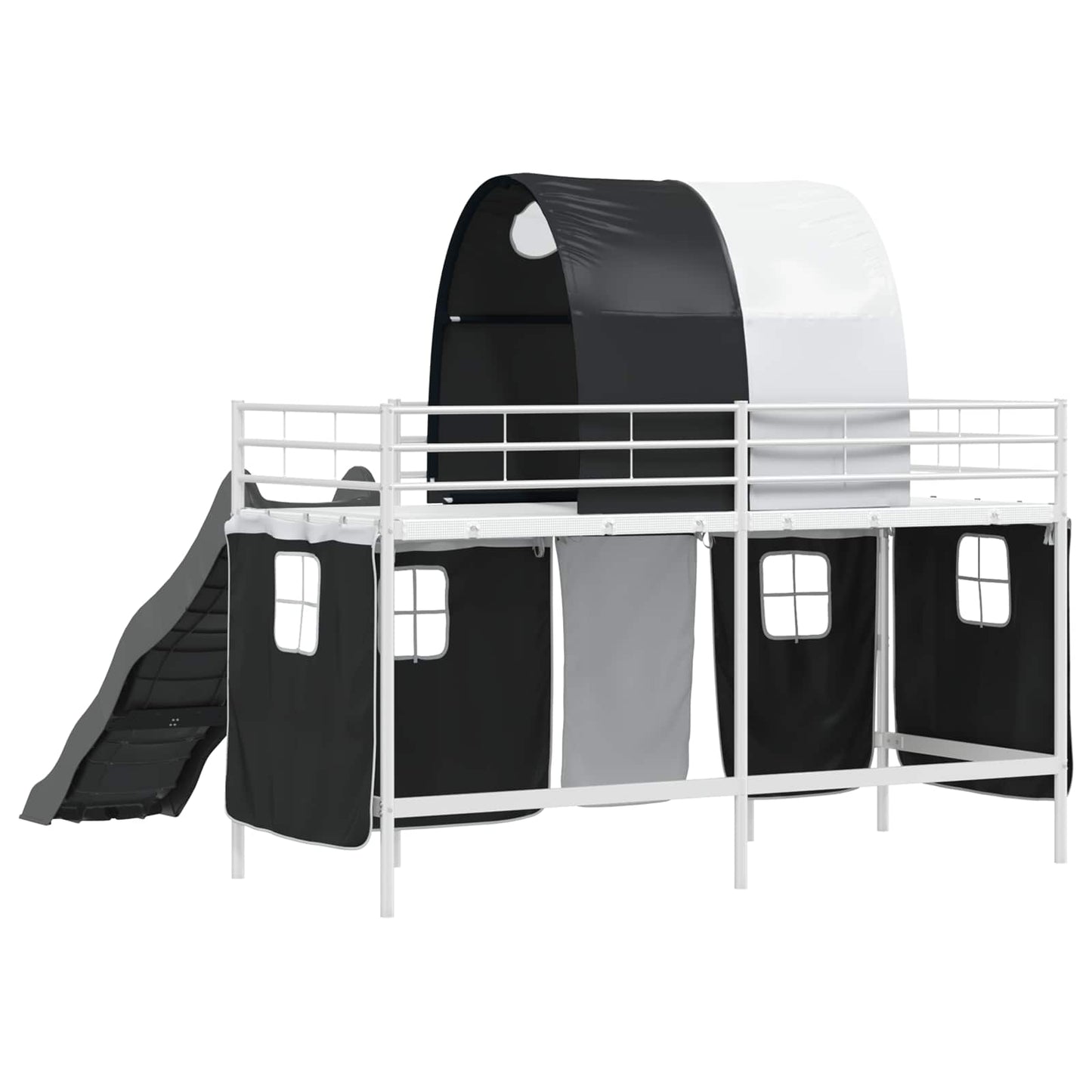 vidaXL Kids'Loft Bed Frame White and Black 100 x 190 cm Metal