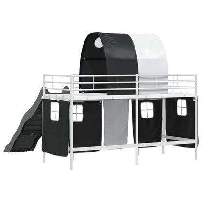 vidaXL Kids'Loft Bed Frame White and Black 100 x 190 cm Metal