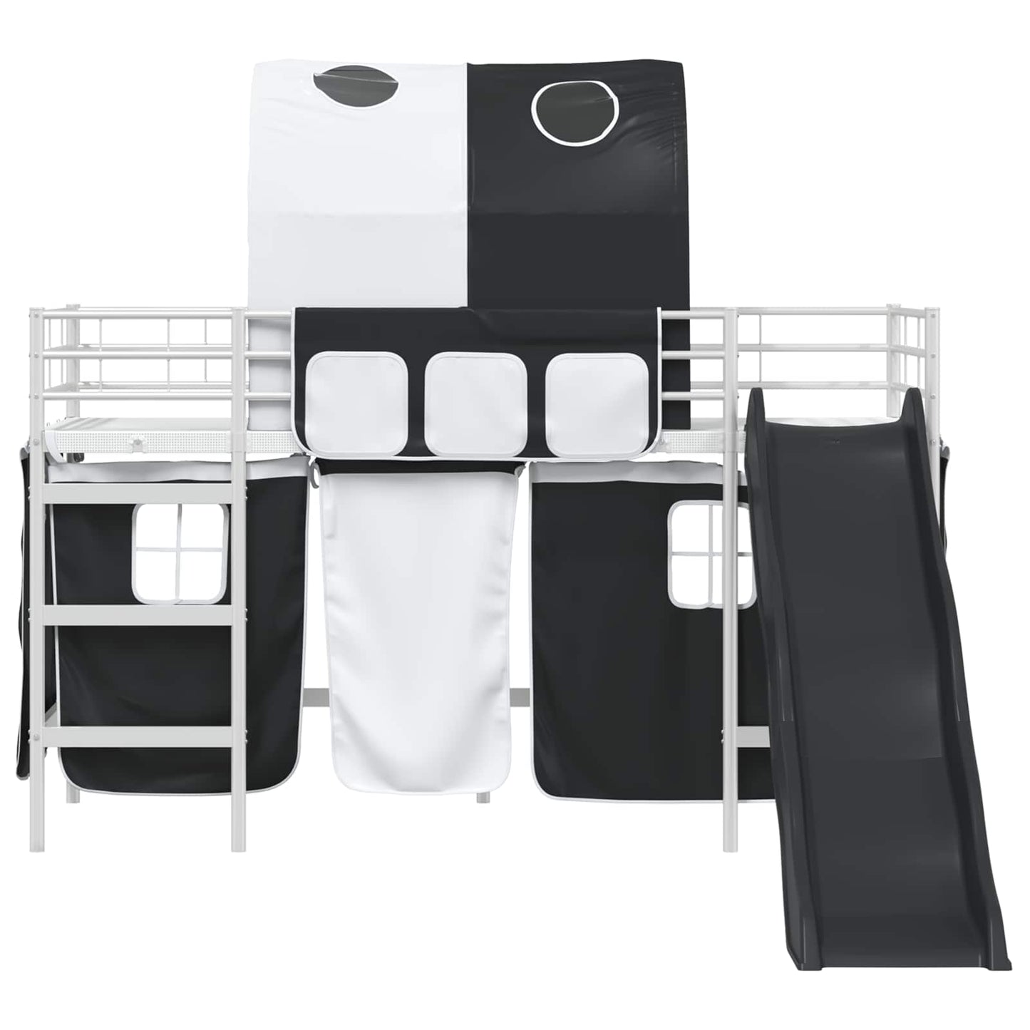 vidaXL Kids'Loft Bed Frame White and Black 100 x 190 cm Metal