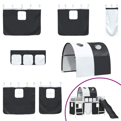 vidaXL Kids'Loft Bed Frame White and Black 100 x 190 cm Metal