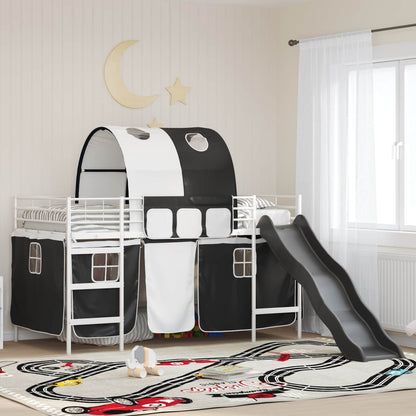 vidaXL Kids'Loft Bed Frame Plain White and Black 107 x 203 cm Metal