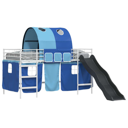 vidaXL Kids'Loft Bed Frame White and Blue 80 x 200 cm Metal