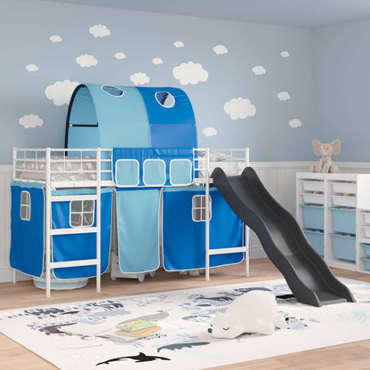 vidaXL Kids'Loft Bed Frame White and Blue 90 x 190 cm Metal