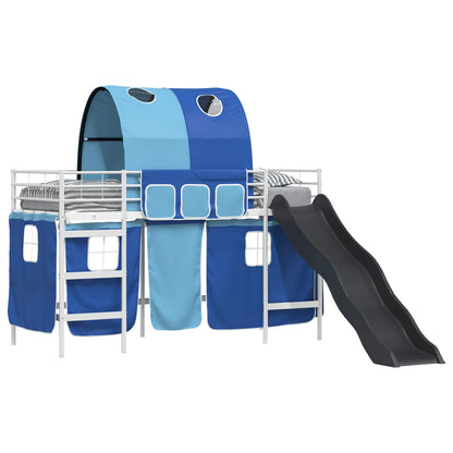 vidaXL Kids'Loft Bed Frame White and Blue 90 x 190 cm Metal