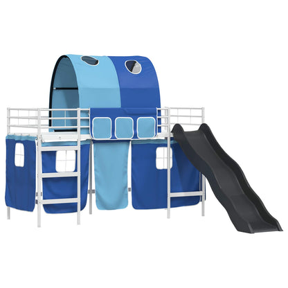 vidaXL Kids'Loft Bed Frame White and Blue 90 x 190 cm Metal